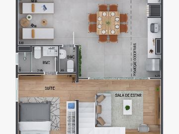 Planta andar superior cobertura de 124 m�