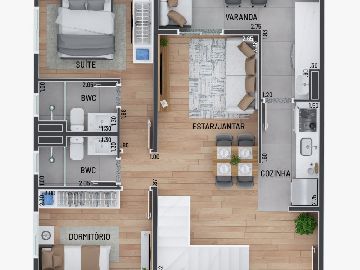 Planta andar inferior cobertura de 124 m�