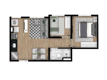 apartamento 36 m� 2 dormit�rios