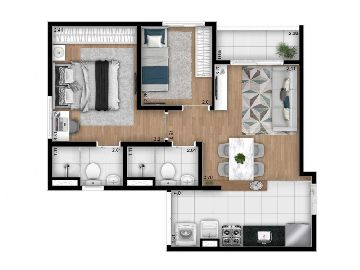 apartamento 42 m� com su�te