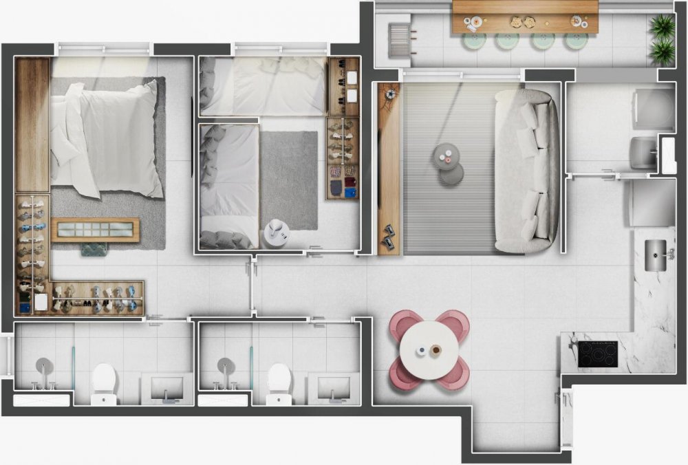 apartamento 59 m� com su�te